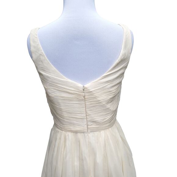 J. Crew Champagne Silk Chiffon Heidi Wedding Party Dress Style 93100 Sz 4 - Picture 10 of 16